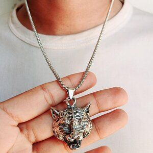 Retro Silver Color Metal Chain Pendant Necklace